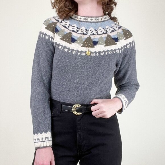 Vintage Fair Isle Wool Cotton Sweater Scandinavian Winter Scandi Girl Christmas - Picture 8 of 8